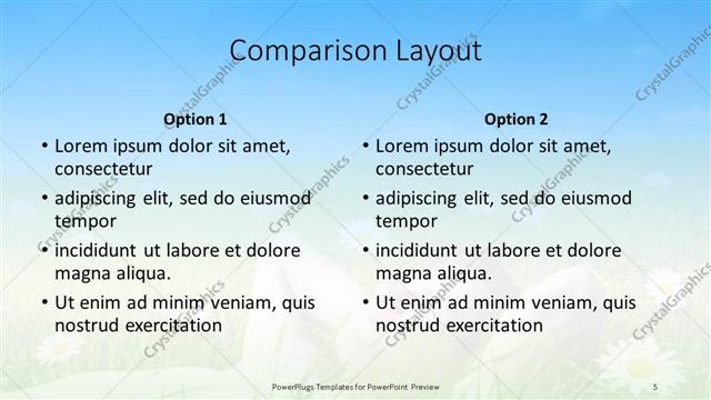 Comparison presentation slide layout