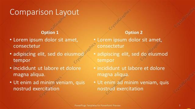 Comparison presentation slide layout
