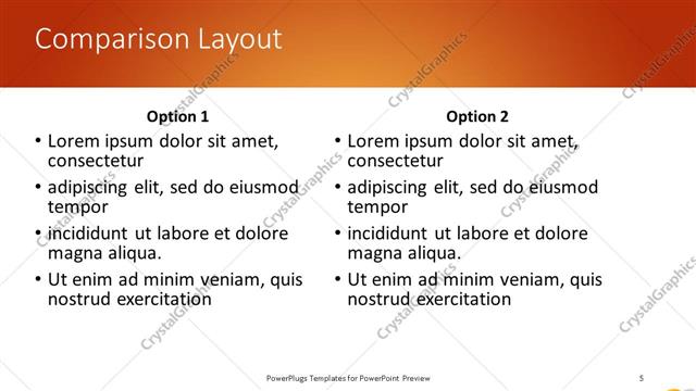 Comparison presentation slide layout