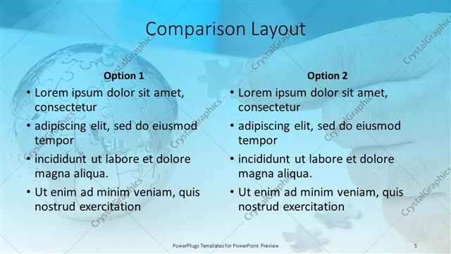 Comparison presentation slide layout