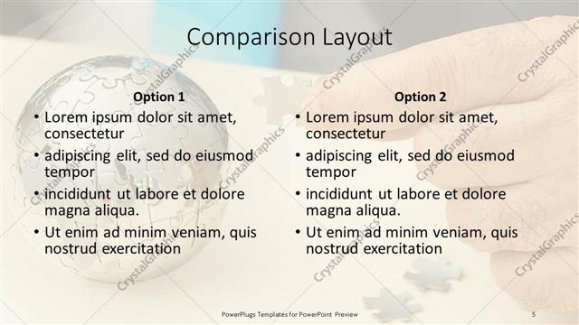 Comparison presentation slide layout