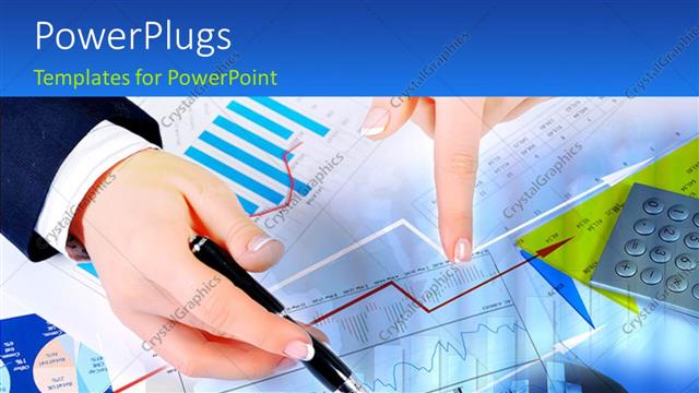  Presentation with financial reports - A person making a graph with various financial reports underneath