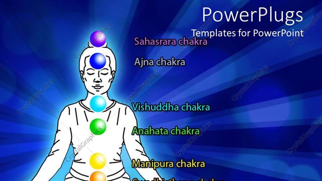  Presentation with chakra - A person meditating and some text spelling out some meditation words