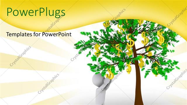  Presentation with money - A person with a money tree and place for text