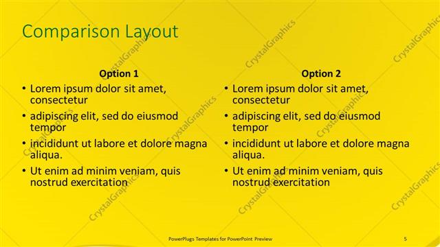 Comparison presentation slide layout