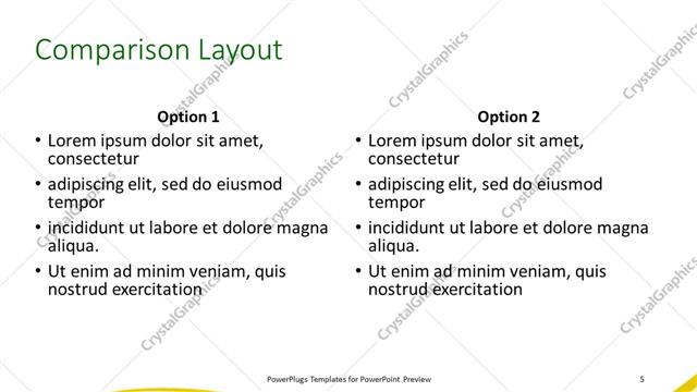 Comparison presentation slide layout