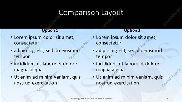 Comparison presentation slide layout