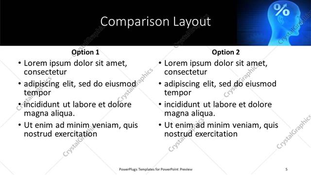 Comparison presentation slide layout