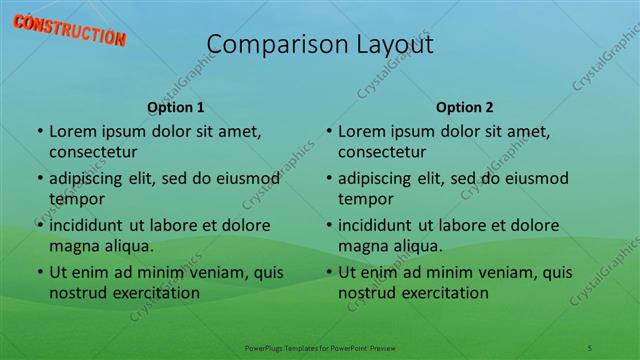 Comparison presentation slide layout