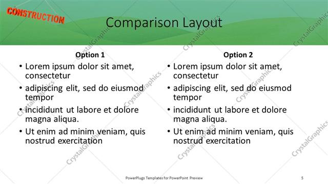 Comparison presentation slide layout