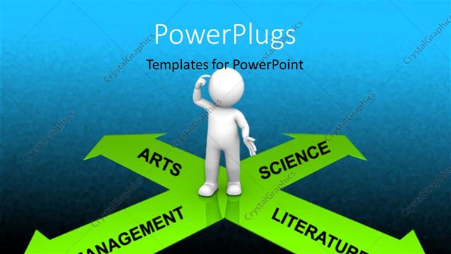  Presentation with character - A person with a number of options with bluish background