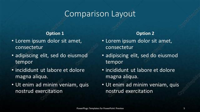 Comparison presentation slide layout