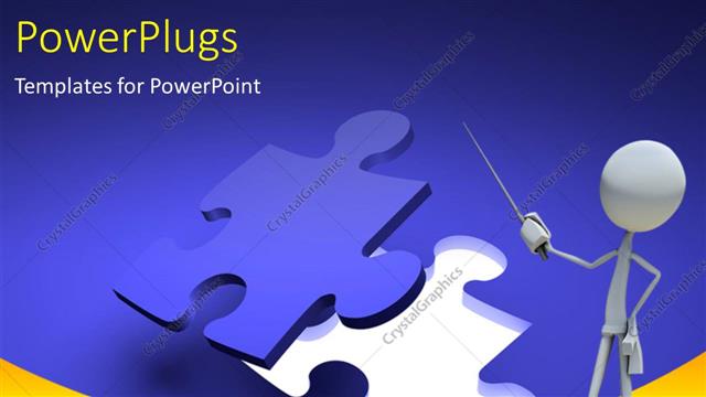  Presentation with solution - A person with a number of puzzle pieces with bluish background