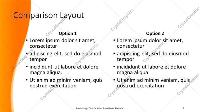 Comparison presentation slide layout