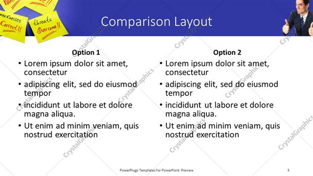 Comparison presentation slide layout