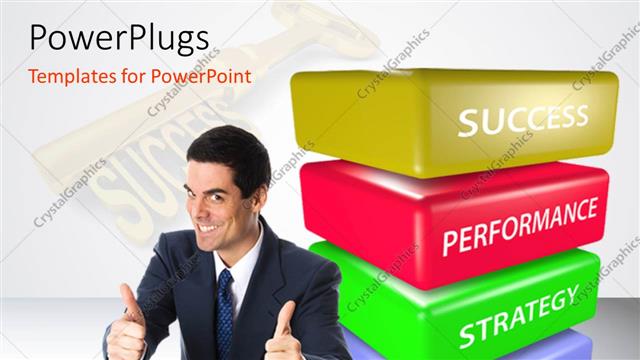  Presentation with strategy - A person with a number of success rules in the background