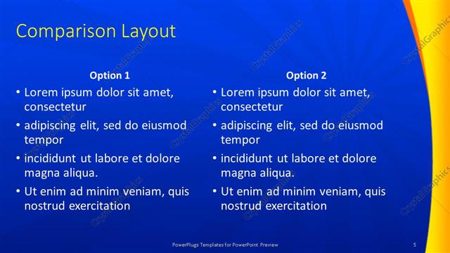 Comparison presentation slide layout