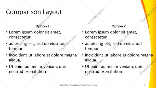 Comparison presentation slide layout