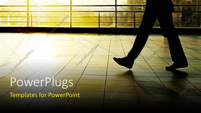  Presentation with moving - A person in an office with clouds in the background