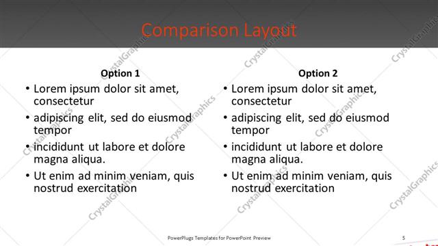 Comparison presentation slide layout