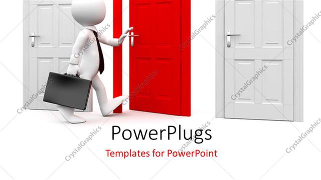  Presentation with man door - A person opening the door with white background