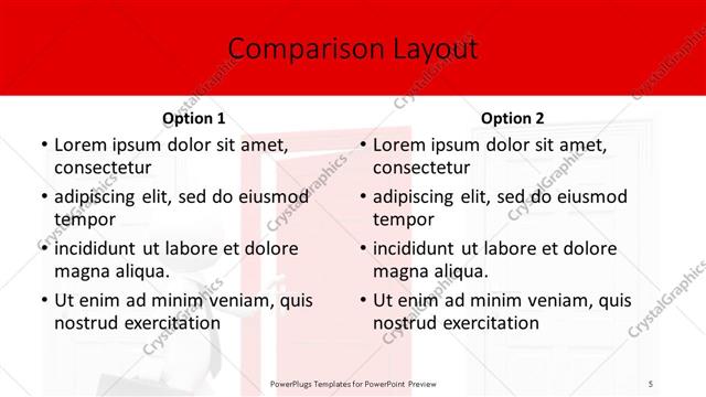 Comparison presentation slide layout