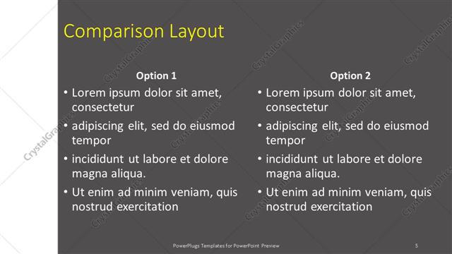 Comparison presentation slide layout