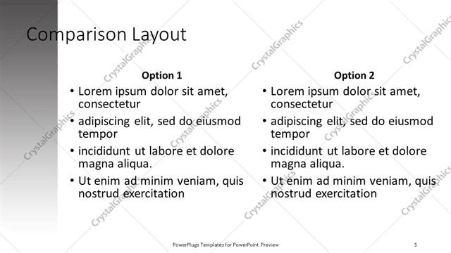Comparison presentation slide layout