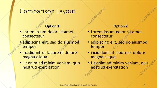 Comparison presentation slide layout