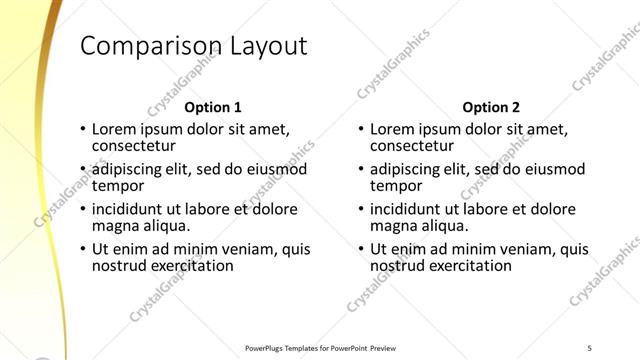 Comparison presentation slide layout