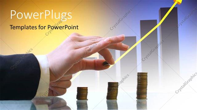  Presentation with money - A person placing the coins with yellowish background