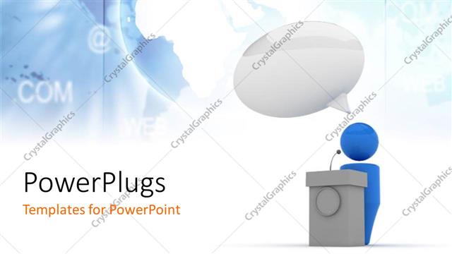  Presentation with forum - A person on the podium with globe in the background