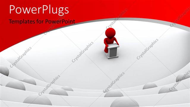  Presentation with speaking - A person on the podium speaking with the others