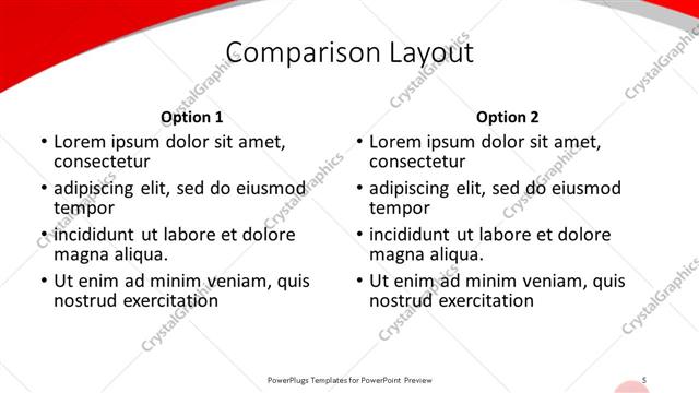Comparison presentation slide layout