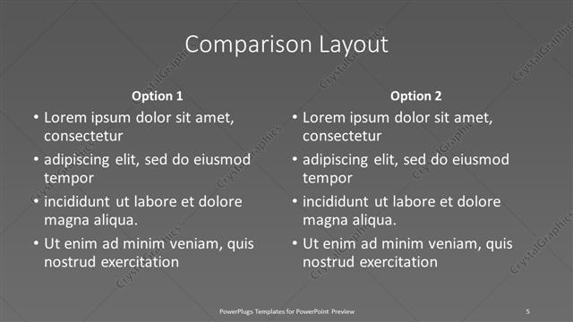 Comparison presentation slide layout