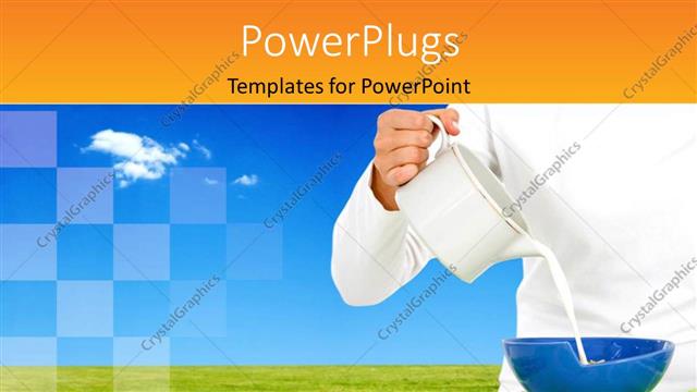  Presentation with bowl - A person pouring a jar of milk into a bowl