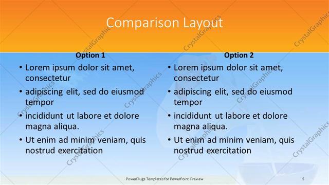 Comparison presentation slide layout