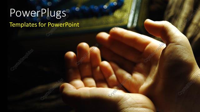  Presentation with praying hands - A person praying with a blurred background and place for text