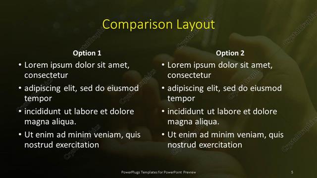 Comparison presentation slide layout