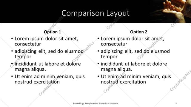 Comparison presentation slide layout