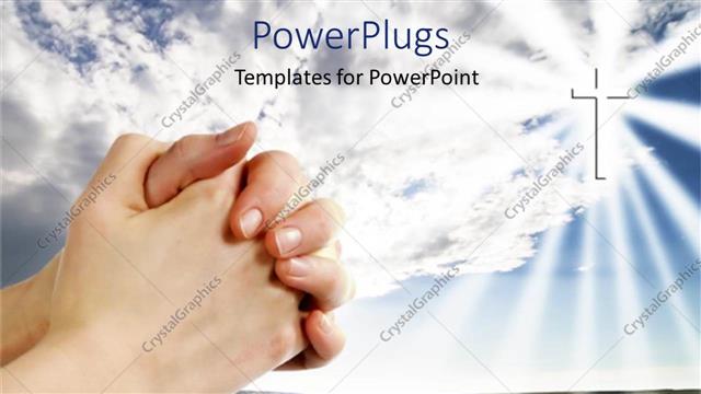  Presentation with religion religion - A person praying with a cross in the background