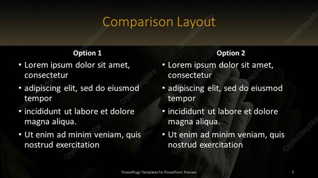 Comparison presentation slide layout