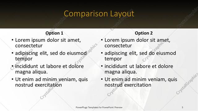 Comparison presentation slide layout