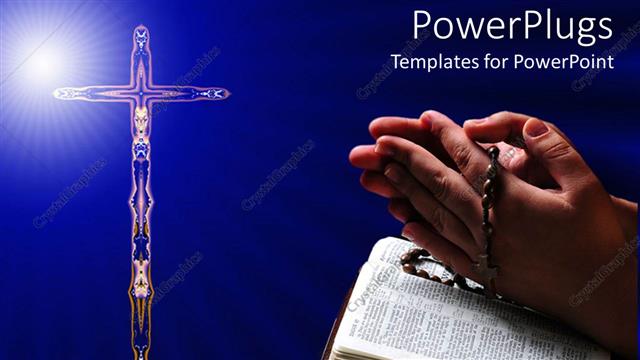  Presentation with holy bible - A person praying in front of the holy cross