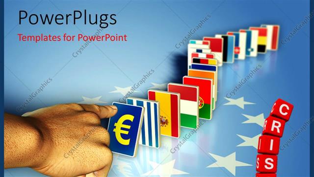  Presentation with country flags - A person pushing the dominos with various country flags