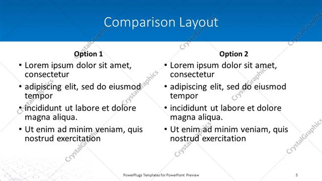Comparison presentation slide layout