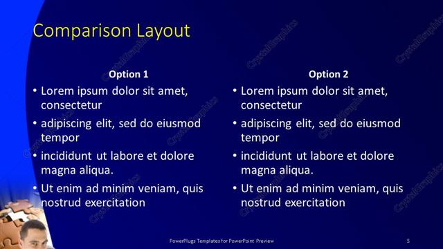Comparison presentation slide layout