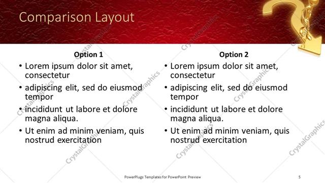 Comparison presentation slide layout