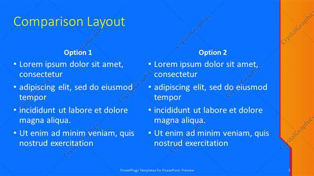 Comparison presentation slide layout