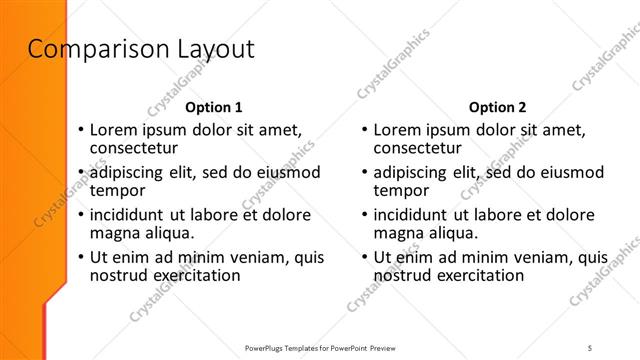 Comparison presentation slide layout